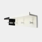 Repisa en madera MDF con perchero, negra con blanco