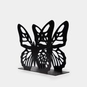 Servilletero metálico negro, diseño mariposa