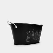 Recipiente metálico negro, diseño cactus