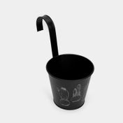 Recipiente metálico para colgar, negro
