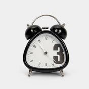 Reloj triangular de mesa con alarma, negro
