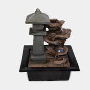 Fuente decorativa en polirresina de 38 cm, diseño torre con luz led