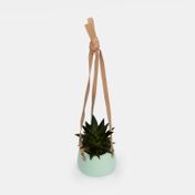Planta artificial con maceta verde menta, sábila