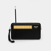 Radio AM/FM de 4.2 W RMS con panel solar y lámpara, negro