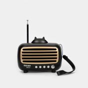 Parlante de 5.5 W RMS con soporte para celular y Bluetooth, gris oscuro