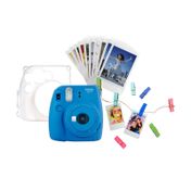 Kit de cámara Fujifilm Instax Mini 9 azul + pinzas