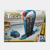 Pista de carros racing track con camioneta, azul/negro