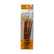 Set de pinceles abanico plano x 4 piezas