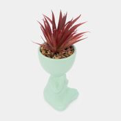 Planta artificial con cuerpo verde menta suculenta  21 x 7 cm
