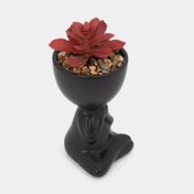 Planta artificial con cuerpo negro suculenta 17 x 7,2 cm
