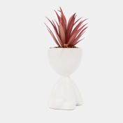 Planta artificial con cuerpo blanco suculenta 22 x 7,8 cm