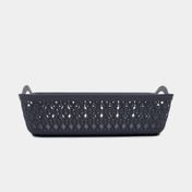 Cesta plástica multiusos tipo trenzado, gris oscuro