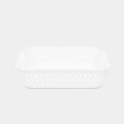Cesta plástica multiusos tipo trenzado, blanca