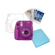 Kit de cámara Instax Mini 9 morada + álbum azul