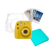 Kit de cámara Instax Mini 9 amarilla + álbum verde