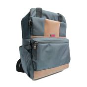 Morral tipo maletín para portátil y tablet, azul/café