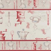 Tape cocina rojo con beige 46 x 76 cm