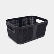 Cesta plástica multiusos tipo tejido, gris oscuro