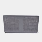 Cesta plástica multiusos tipo tejido, gris