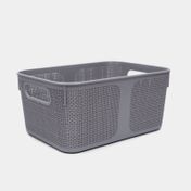 Cesta plástica multiusos tipo tejido, gris