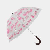 Paraguas manual 8R transparente con rosado - diseño animales, 64 cm