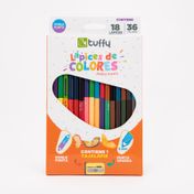Colores Tuffy x 18 unidades, 36 colores, doble punta cilíndricos