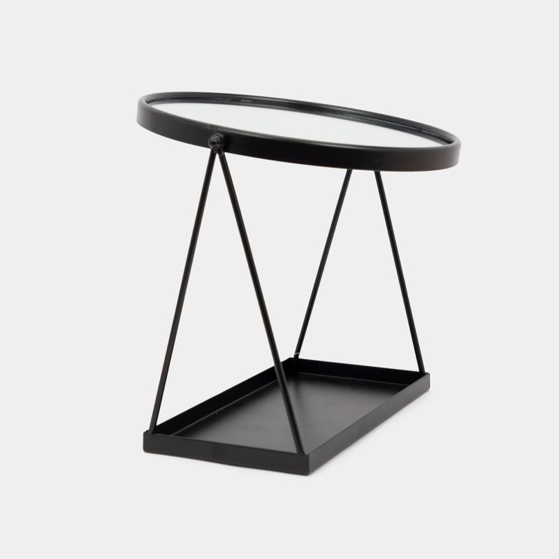 Espejo de mesa metálico negro con base circular