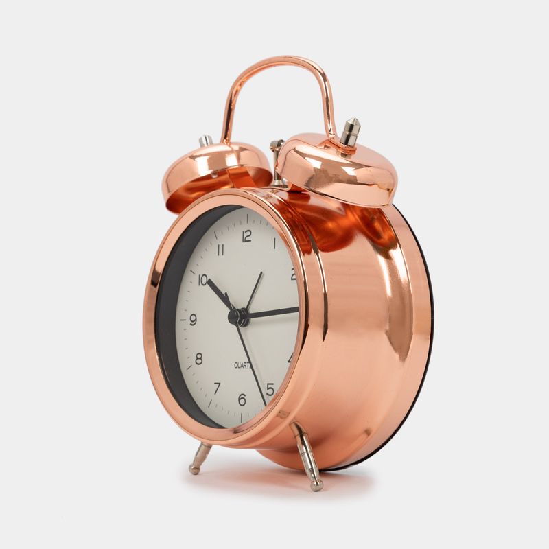 Reloj mesa metálico rosado de 19cm x 16cm x 9cm cod 201991