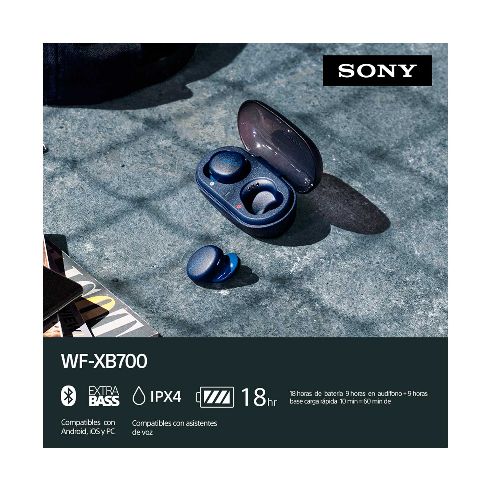 Sony WF-XB700 Audifonos Tipo Buds Bluetooth Inalambricos con Extra