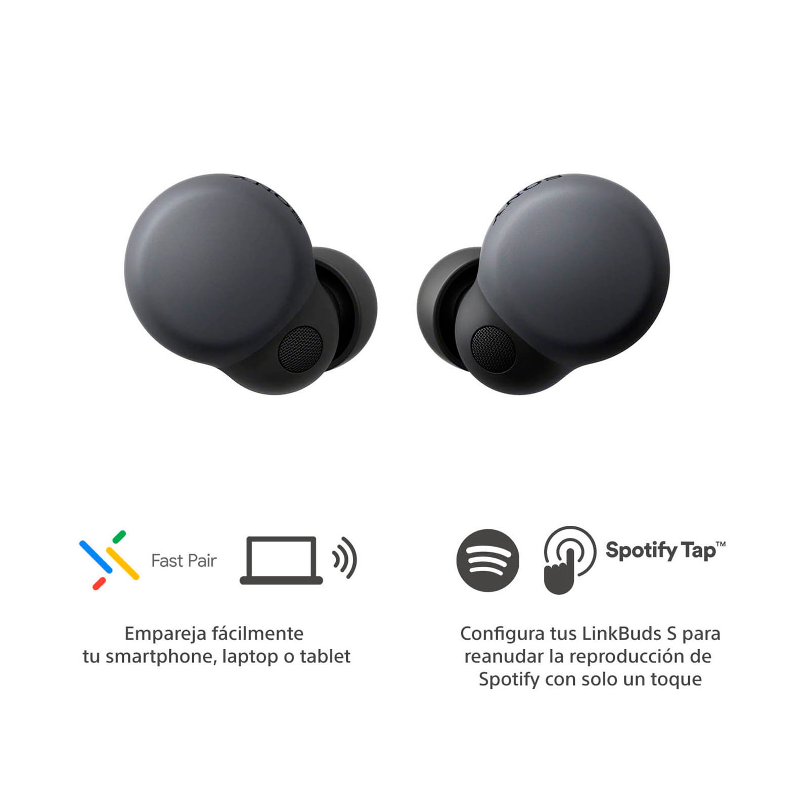 Auriculares Stereo Sony Linkbuds, TWS , Llamadas/Música, color Negro