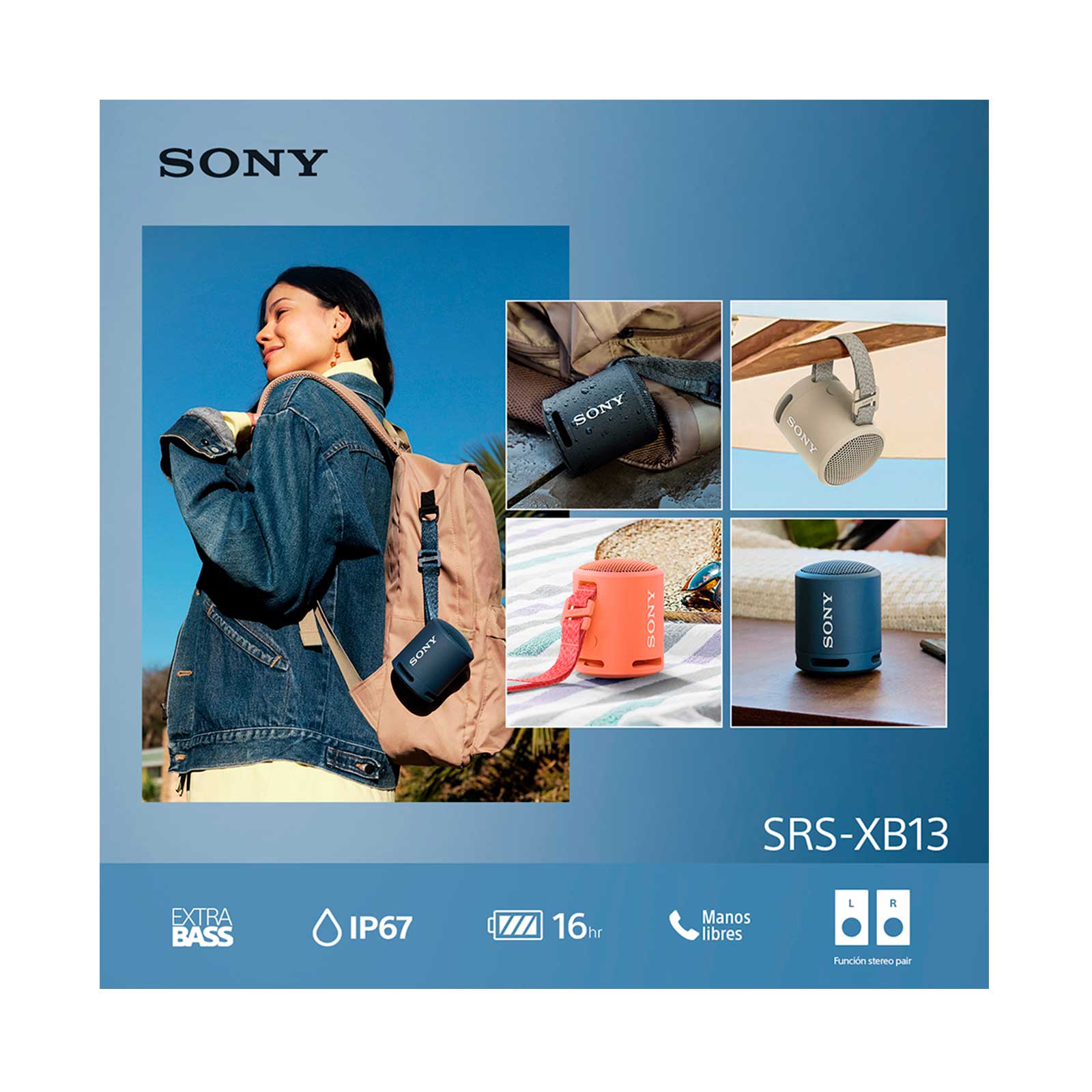 Altavoz Bluetooth Portátil Sony Srs-xb13 5w - Azul - Altavoz Bluetooth  Portátil