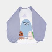 Delantal talla L con mangas lila, diseño monstruos