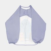 Delantal talla L con mangas lila, diseño monstruos