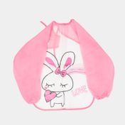 Delantal con mangas rosadas talla L, diseño conejo