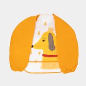 Delantal talla L con mangas amarillas, diseño perro