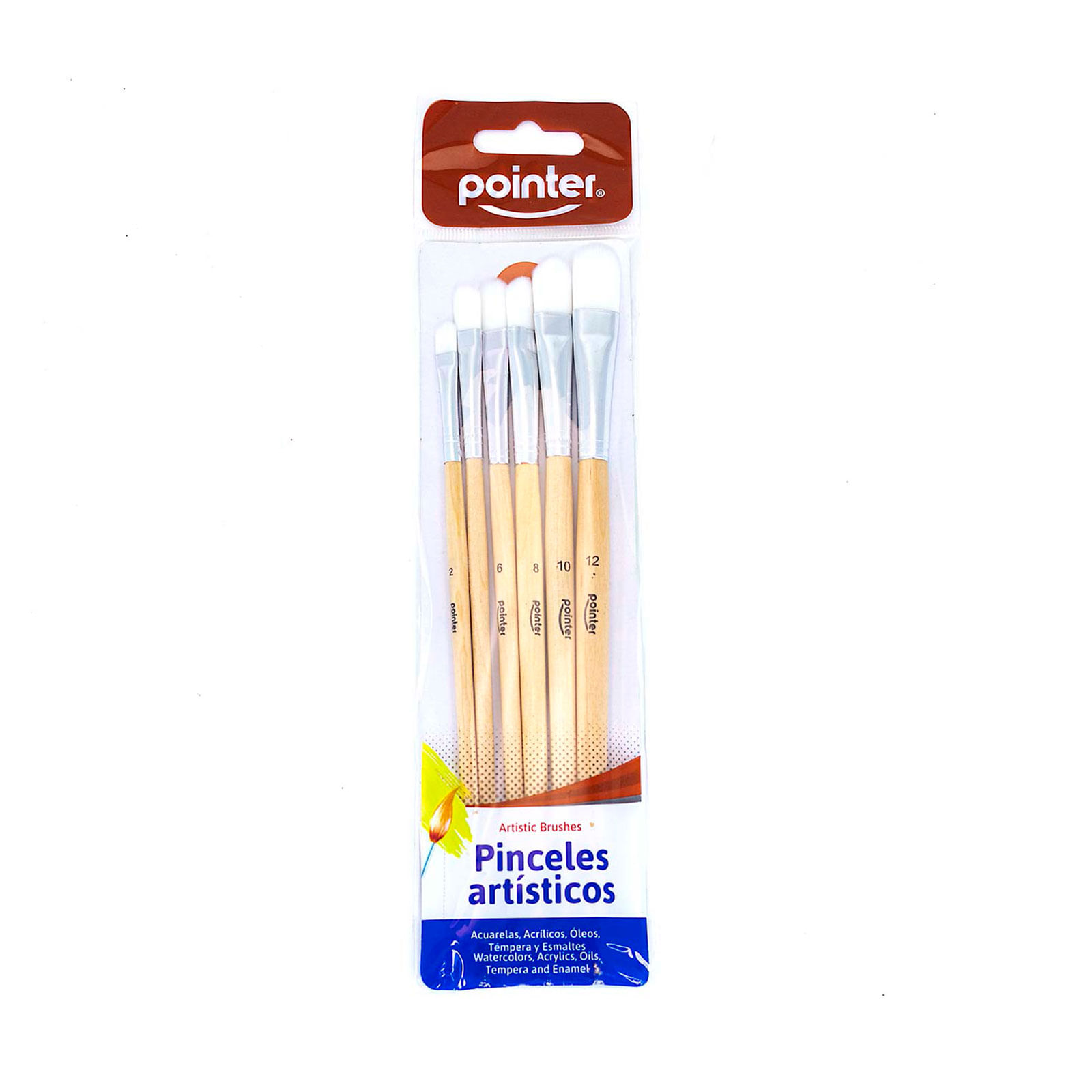 Set de pinceles planos x 6 unidades, natural