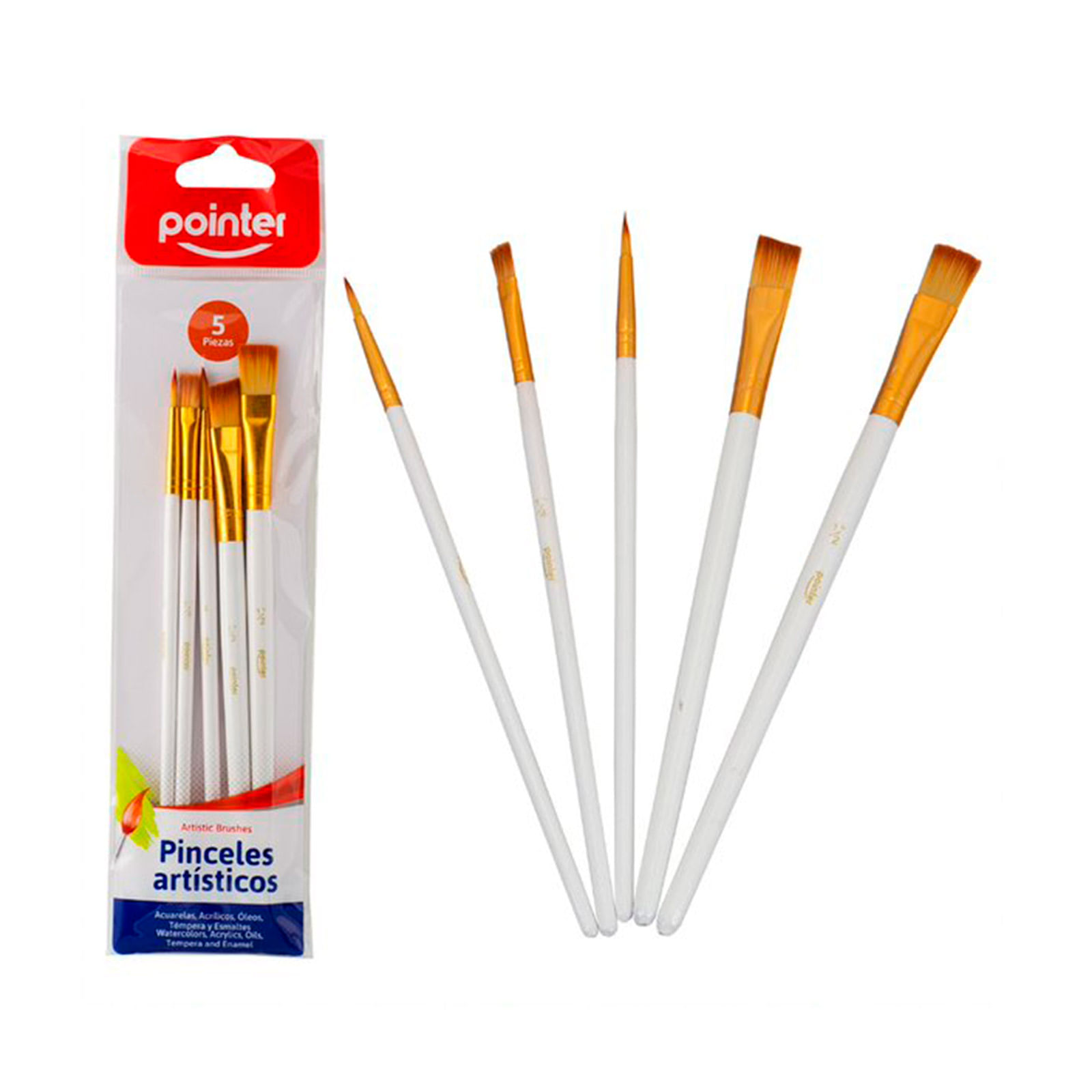 Set de pinceles planos x 6 unidades, natural