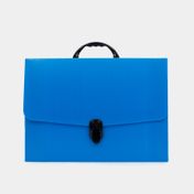 Carpeta tipo maletín de plástico azul