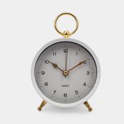 Reloj de mesa con argolla y alarma 12 x 10 cm blanco