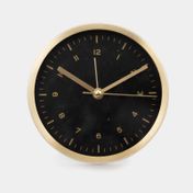 Reloj de mesa dorado con alarma de 13 x 12.7 cm