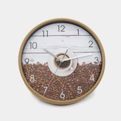 Reloj de pared verde con diseño de café