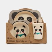 Set de vajilla oso panda infantil x 5 piezas