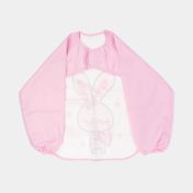 Delantal talla L con mangas rosadas, diseño conejo