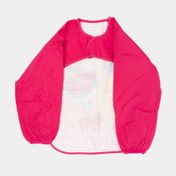 Delantal talla L con mangas rosadas, diseño frutas