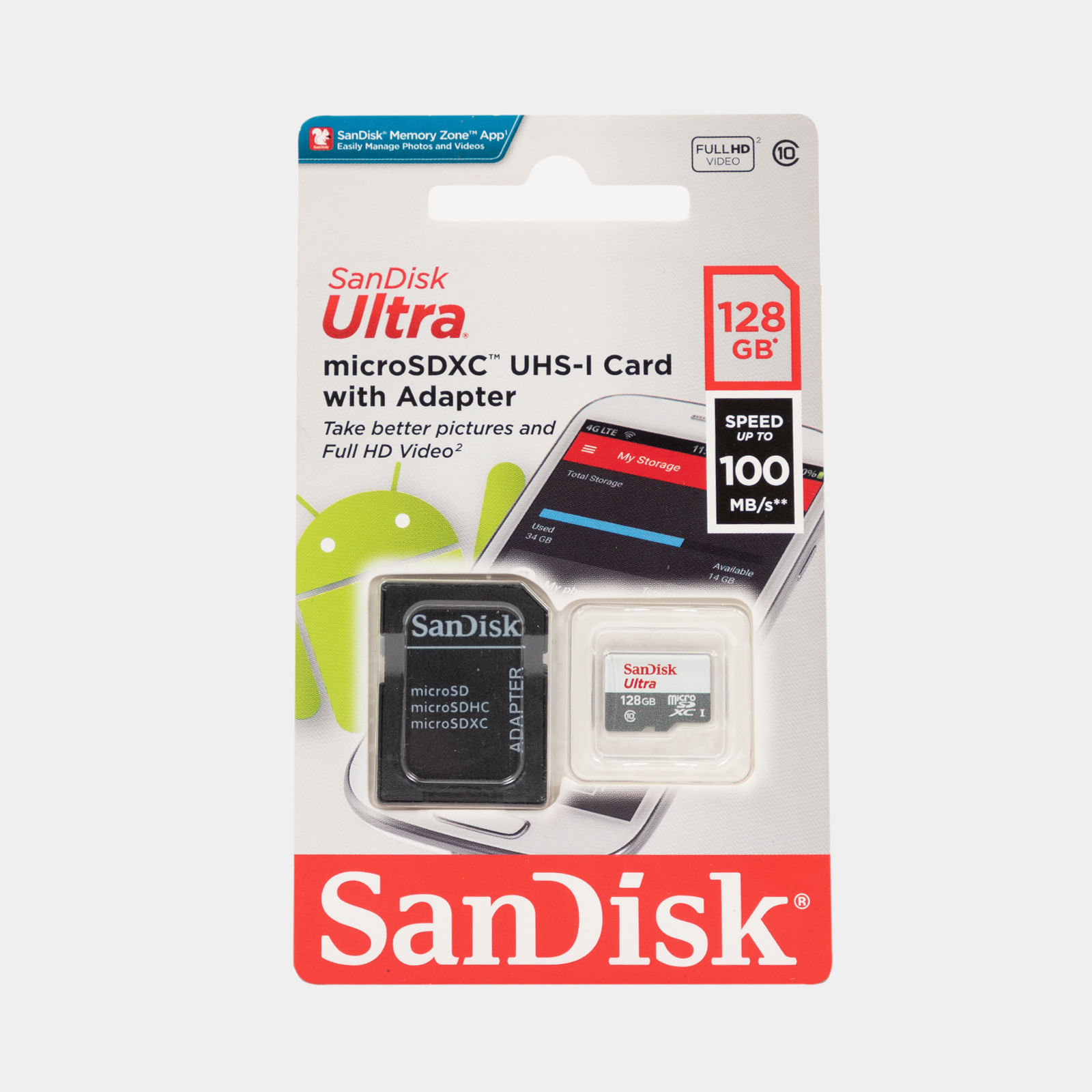 Memoria micro SD de 128 GB + Adaptador Sandisk