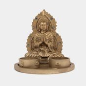 Figura de buda con portavelas poliresina 15.5 x 15 cm