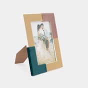Portarretrato con borde verde, dorado y café de 19 cm