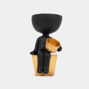 Maceta doble figura sentada 18 x 10 x 10 cm negra