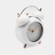 Reloj de mesa blanco con alarma de 15 x 11.3 cm