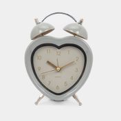 Reloj de mesa con alarma, diseño corazón gris